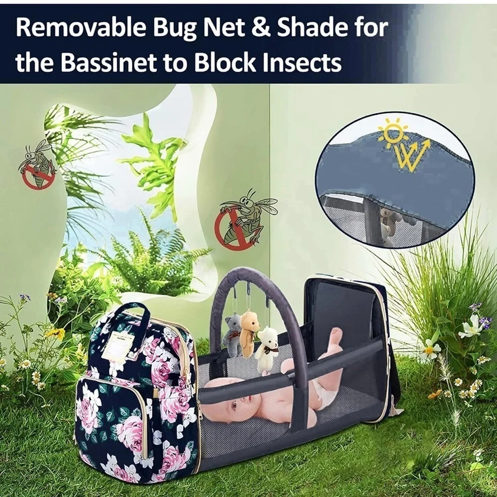 Diaper Bag Large Capacity Bags Floral Durable with Changing Station for Baby-NWT